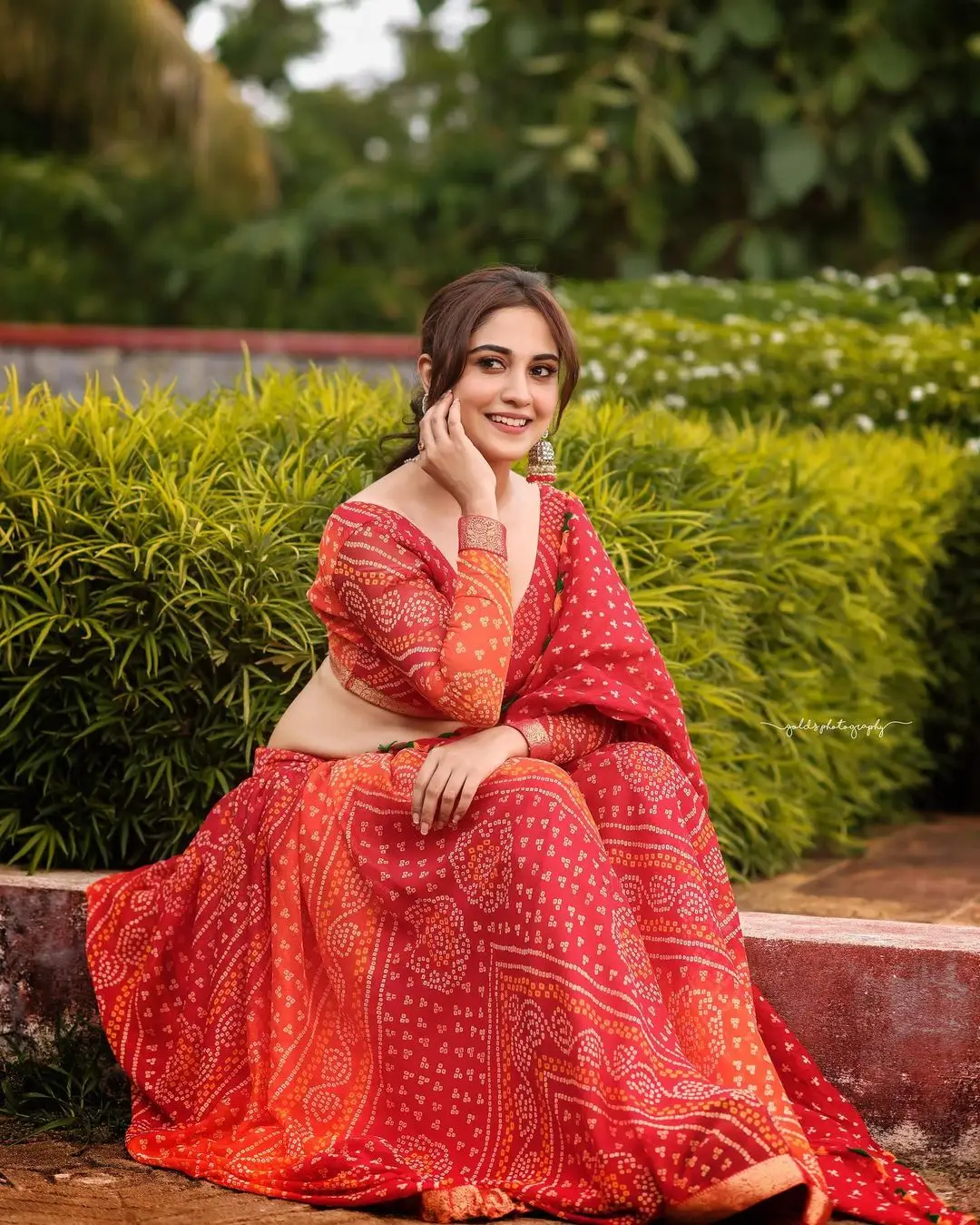 South Indian Actress Rachana Rai in Red Lehenga Choli